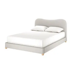 Ginnie Curved Linen Fabric Cloud Bed Frame - Grey by Luxo, a Beds & Bed Frames for sale on Style Sourcebook