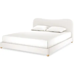 Ginnie Curved Bouclé Bed Frame - White Cream by Luxo, a Beds & Bed Frames for sale on Style Sourcebook