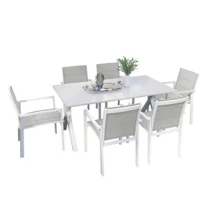 Jensen 6 Seater Aluminium Outdoor Dining Set - Grey Light by Luxo Outdoors, a Outdoor Dining Sets for sale on Style Sourcebook