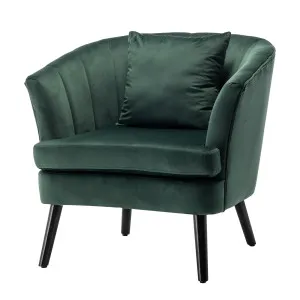 Dalya Velvet Accent Chair with Cushion - Green Forest Dark by Luxo, a Chairs for sale on Style Sourcebook