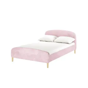 Theron Velvet Upholstered Bed Frame - Pink Light by Luxo, a Beds & Bed Frames for sale on Style Sourcebook