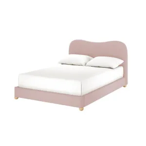 Ginnie Curved Bouclé Fabric Cloud Bed Frame - Pink by Luxo, a Beds & Bed Frames for sale on Style Sourcebook