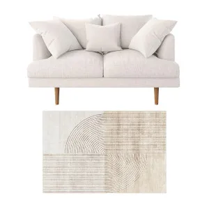 Colton 2 Seater Fabric Sofa with Rug - Cream White by Luxo Furniture, a Sofas for sale on Style Sourcebook