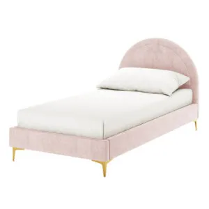 Camryn Single Velvet Kids Bed - Pink Soft by Luxo, a Saunas for sale on Style Sourcebook