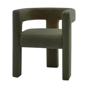 Utah Boucle Curved 3 Legged Accent Chair in Green by Luxo Furniture, a Sofas for sale on Style Sourcebook