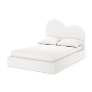 Thales Boucle Bed with Curved Headboard - White Cream by Luxo, a Beds & Bed Frames for sale on Style Sourcebook
