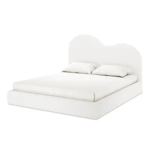 Thales Boucle Bed with Curved Headboard - White Cream by Luxo, a Beds & Bed Frames for sale on Style Sourcebook