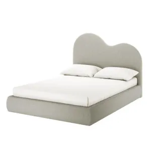 Thales Boucle Bed with Curved Headboard - Grey Light by Luxo, a Beds & Bed Frames for sale on Style Sourcebook