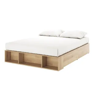 Eulalia Platform Bed Base with Drawers - Oak by Luxo, a Beds & Bed Frames for sale on Style Sourcebook