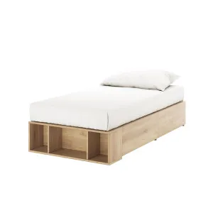 Eulalia Platform Bed Base with Drawers - Oak by Luxo, a Beds & Bed Frames for sale on Style Sourcebook