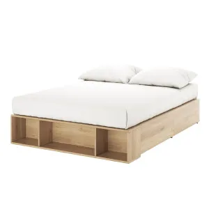 Eulalia Platform Bed Base with Drawers - Oak by Luxo, a Beds & Bed Frames for sale on Style Sourcebook