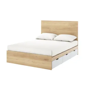 Fabiola Queen Platform Bed with Drawers - Oak by Luxo, a Beds & Bed Frames for sale on Style Sourcebook