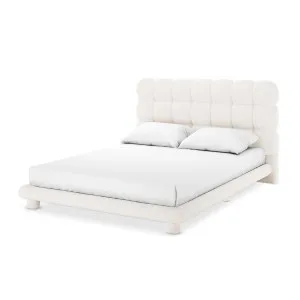 Aina Tufted Boucle Bed Frame - White Cream by Luxo, a Beds & Bed Frames for sale on Style Sourcebook