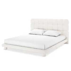 Aina Tufted Boucle Bed Frame - White Cream by Luxo, a Beds & Bed Frames for sale on Style Sourcebook