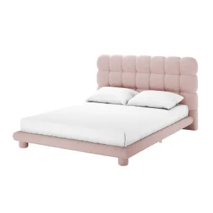 Aina Tufted Boucle Bed Frame - Pink by Luxo, a Beds & Bed Frames for sale on Style Sourcebook