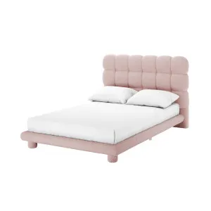 Aina Tufted Boucle Bed Frame - Pink by Luxo, a Beds & Bed Frames for sale on Style Sourcebook