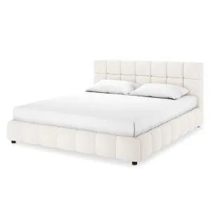 Nikias Tufted Boucle Bed Frame - White Cream by Luxo, a Beds & Bed Frames for sale on Style Sourcebook