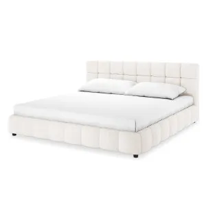Nikias Tufted Boucle Bed Frame - White Cream by Luxo, a Beds & Bed Frames for sale on Style Sourcebook
