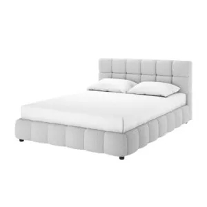 Nikias Plush Tufted Boucle Bed Frame - Grey Light by Luxo, a Beds & Bed Frames for sale on Style Sourcebook