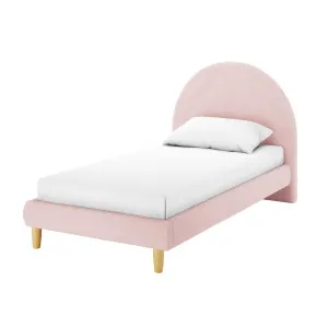 Fausta Bouclé Bed Frame with Arch Headboard - Pink Light by Luxo, a Kids Beds & Bunks for sale on Style Sourcebook