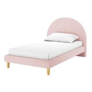 Fausta Bouclé Bed Frame with Arch Headboard - Pink Light by Luxo, a Kids Beds & Bunks for sale on Style Sourcebook