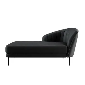 Kaj Velvet Daybed with Left Armrest in Black by Luxo Furniture, a Outdoor Sunbeds & Daybeds for sale on Style Sourcebook