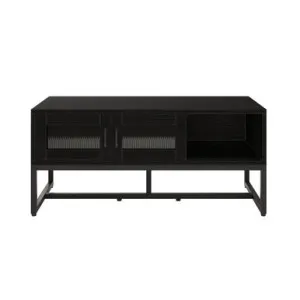 Ashley Coffee Table with Fluted Glass Door - Black by Luxo, a Coffee Table for sale on Style Sourcebook