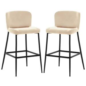 Bernie Velvet Bar Stool (Set of 2) - Oatmeal by Luxo, a Bar Stools for sale on Style Sourcebook