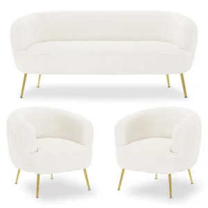 Evelyn 4 Seater Boucle Sofa Set - White Cream by Luxo, a Sofas for sale on Style Sourcebook