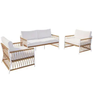 Nuevo 4 Seater Wicker Outdoor Sofa Set - Beige Light by Luxo Outdoors, a Outdoor Sofas for sale on Style Sourcebook