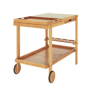 Maiden Solid Timber Trolley Table w/ Tray & Drawer - Natural by Luxo Outdoors, a Tables for sale on Style Sourcebook