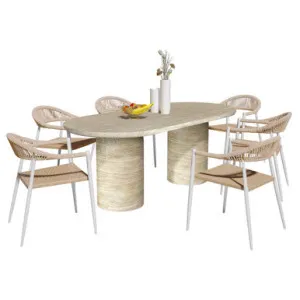Tierre Table and 6 Nemma Chairs Outdoor Dining Set - Beige by Luxo, a Outdoor Dining Sets for sale on Style Sourcebook