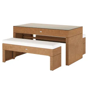 Kummi 4 Seater Outdoor Rattan Bench Set by Luxo Outdoors, a Outdoor Dining Sets for sale on Style Sourcebook