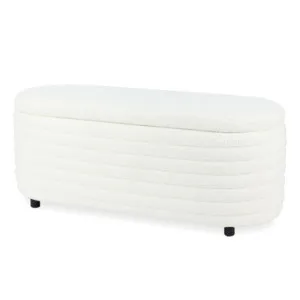 Hartwin 114cm Boucle Ottoman with Storage - White Cream by Luxo, a Ottomans for sale on Style Sourcebook