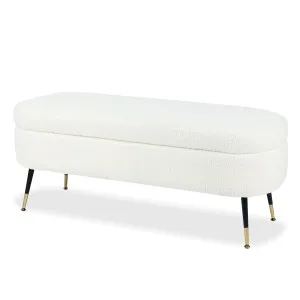 Bella 114cm Boucle Ottoman with Storage - White Cream by Luxo, a Ottomans for sale on Style Sourcebook