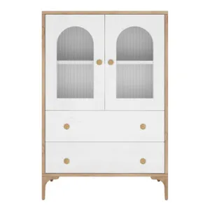 Afra 80cm Buffet Cabinet with Glass Doors - Natural White by Luxo, a Sideboards, Buffets & Trolleys for sale on Style Sourcebook