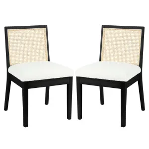Gretel Wooden-Framed Rattan Boucle Dining Chairs - 2 of Set by Luxo, a Dining Chairs for sale on Style Sourcebook
