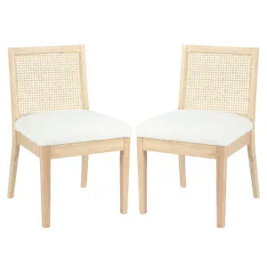 Gretel Wooden-Framed Rattan Boucle Dining Chairs - 2 of Set by Luxo, a Dining Chairs for sale on Style Sourcebook