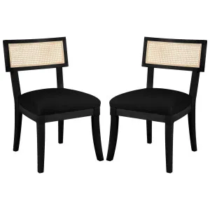 Avelino Wooden-Framed Rattan Boucle Dining Chairs - 2 of Set by Luxo, a Dining Chairs for sale on Style Sourcebook
