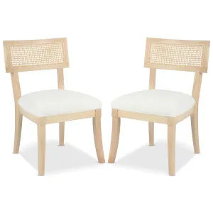 Avelino Wooden-Framed Rattan Boucle Dining Chairs - 2 of Set by Luxo, a Dining Chairs for sale on Style Sourcebook