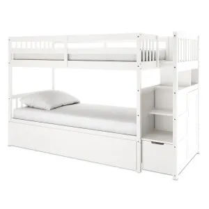 Flavia Timber Bunk Bed with Storage Staircase by Luxo, a Beds & Bed Frames for sale on Style Sourcebook