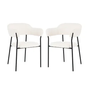 Clavin Boucle Dining Chair (Set of 2) - White Cream by Luxo, a Dining Chairs for sale on Style Sourcebook
