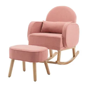 Aura Linen Rocking Chair with Ottoman - Pink Light by Luxo, a Saunas for sale on Style Sourcebook