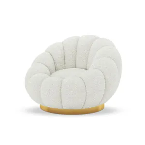 Beare Boucle Swivel Gold Base Accent Chair in Cream White by Luxo Furniture, a Sofas for sale on Style Sourcebook