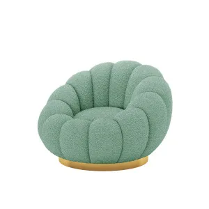 Beare Boucle Swivel Gold Base Accent Chair in Light Green by Luxo Furniture, a Sofas for sale on Style Sourcebook