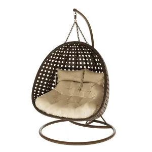 Buena Outdoor PE Wicker Hanging Double Egg Chair by Luxo Outdoors, a Outdoor Chairs for sale on Style Sourcebook