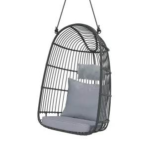 Burias PE Rattan Outdoor Hanging Egg Chair - Black by Luxo Outdoors, a Outdoor Chairs for sale on Style Sourcebook
