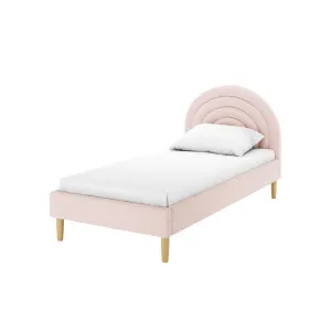 Estilla Boucle Upholstered Rainbow Bed - Pink Light by Luxo, a Beds & Bed Frames for sale on Style Sourcebook