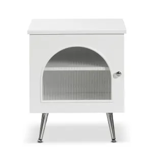 Matteau 46cm Bedside Table with Glass Door - White by Luxo, a Bedside Tables for sale on Style Sourcebook