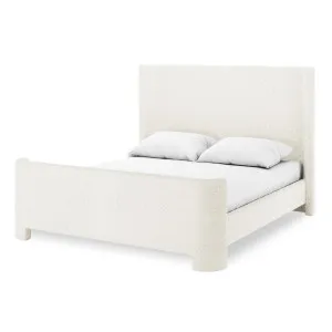Palmira Boucle Upholstered Sleigh Bed Frame - White Cream by Luxo, a Beds & Bed Frames for sale on Style Sourcebook